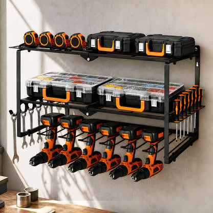 Garage Storage 3 Tier Rack Black 66x20x32cm