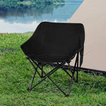 Modern Folding Camping Moon Chair Lightweight Black  Soft Cushion
