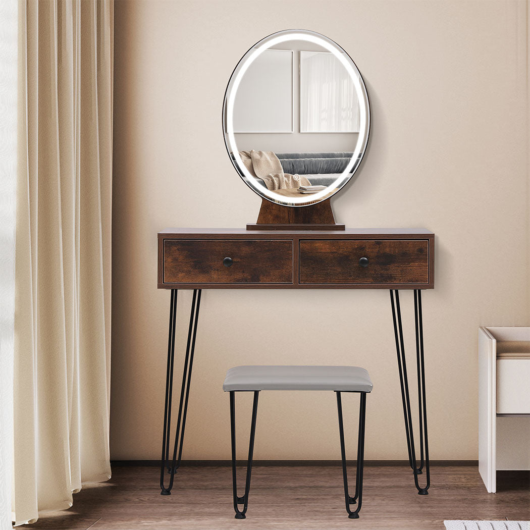 Premium Dressing Table LED Light Strip Brown  Durable Frame