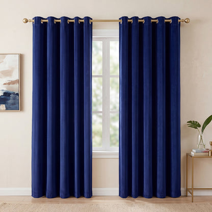 Marlow Velvet Blackout Curtains 2-Panel Room Darkening Eyelet Curtains 132x213cm