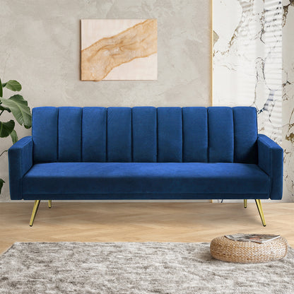 Stylish Sofa Bed Convertible Velvet Lounge Recliner Couch Sleeper 3
