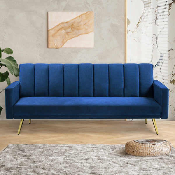  Stylish Sofa Bed Convertible Velvet Lounge Recliner Couch Sleeper 3