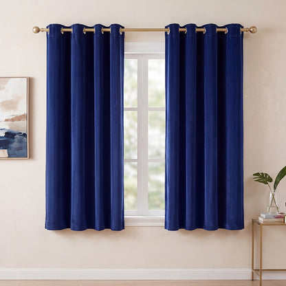 Marlow Velvet Blackout Curtains 2-Panel Room Darkening Eyelet Curtains 132x160cm
