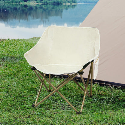 Modern Folding Camping Moon Chair Lightweight Beige  Foldable