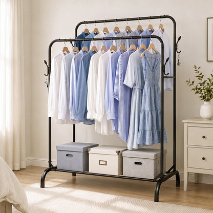 Heavy Duty Clothes Rack Black 118x54x145cm