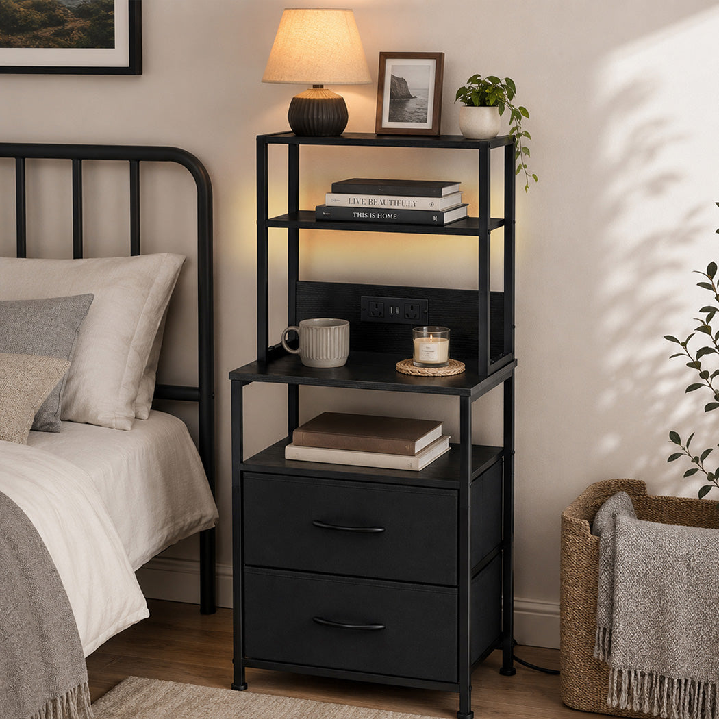Bedside Table With Charging Station 41x30x100cm