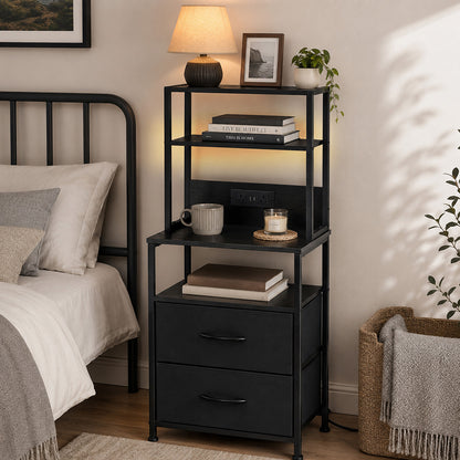 Bedside Table With Charging Station 41x30x100cm