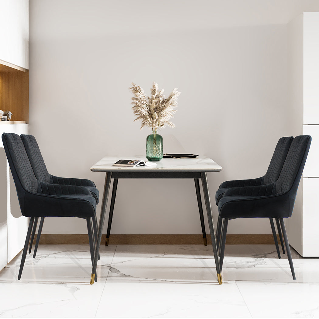 Ergonomic Dining Chairs x 4 Padded Seat Soft Velvet  Foldable