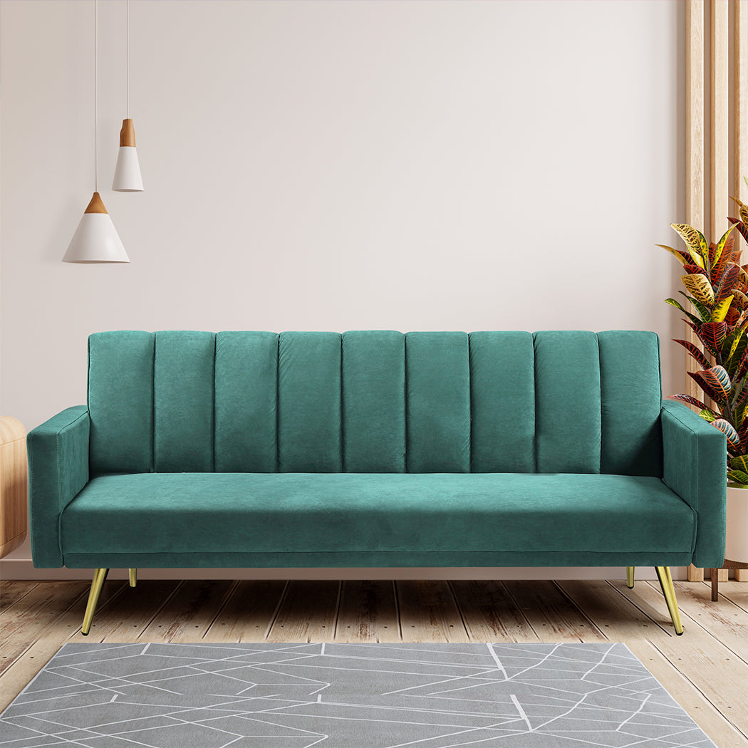 Compact Sofa Bed Convertible Velvet Lounge Recliner Couch Sleeper 3