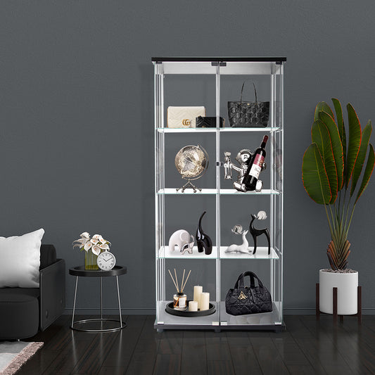 Cozy 164cm Glass Display Cabinet 2 Doors  Wood Finish Classic