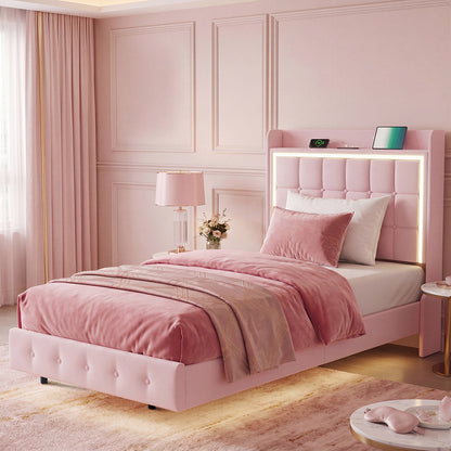 Floating Bed Frame With RGB Light 217x114x112.5cm