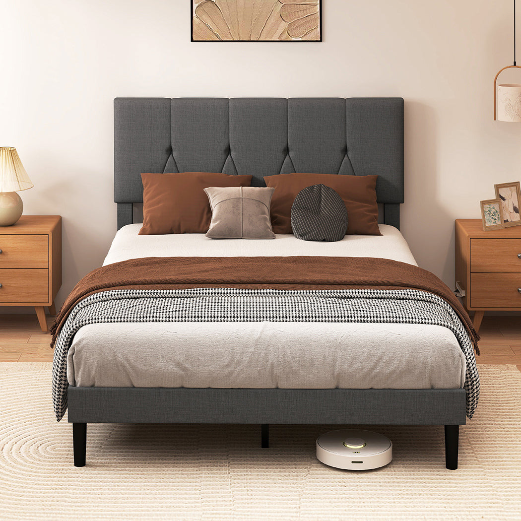Double Bed Frame Upholstered Platform 193.5x140x103cm