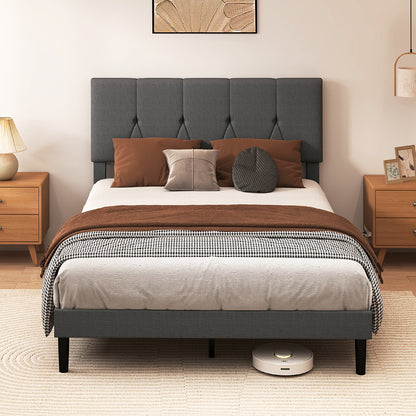 Double Bed Frame Upholstered Platform 193.5x140x103cm