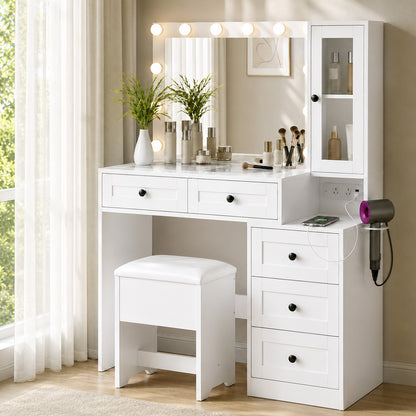 Dressing Table With Led Mirror 110x40x133cm