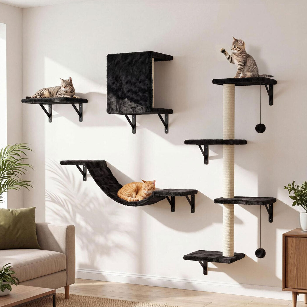 Cat Wall Shelves Modular Black 33x30x36cm