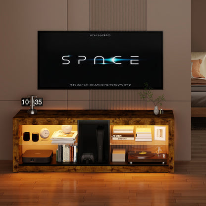 Tv Stand Glass Cabinet Oak 140x35x47cm