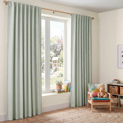 Marlow Blackout Curtains 2 Panels Thermal Linen Look Blockout Drapes  Green