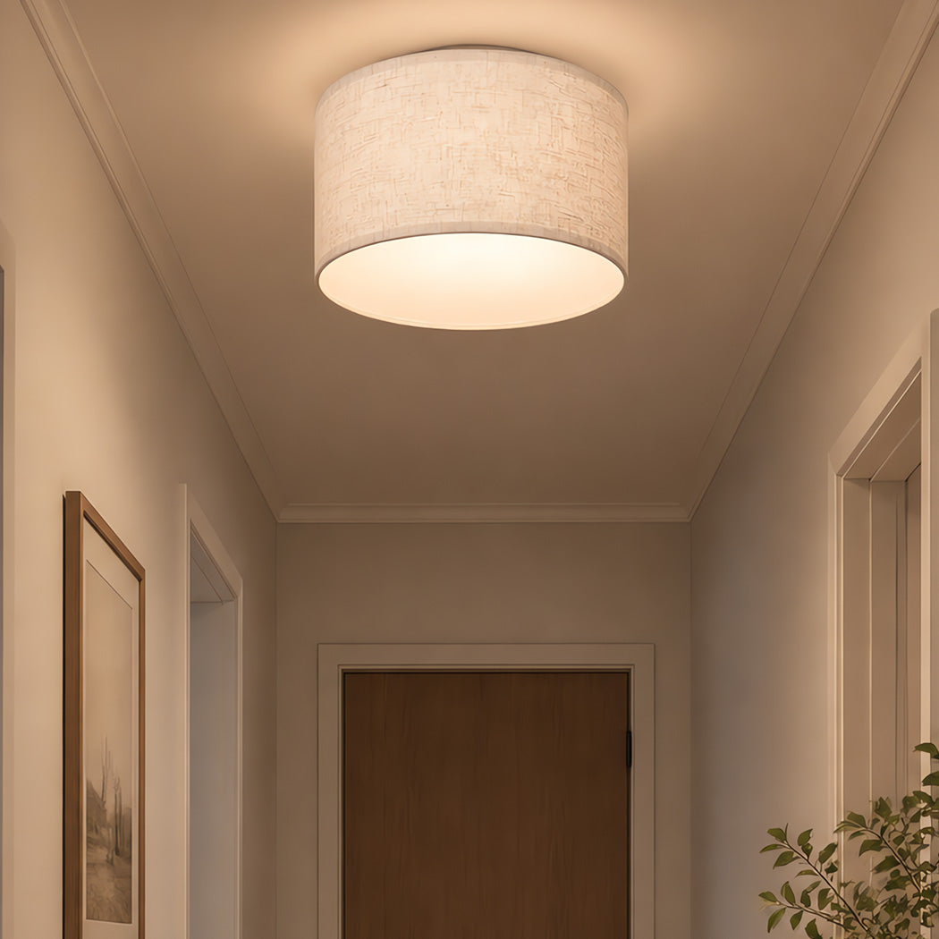 Linen Drum Lamp Shade Beige 26x26x18cm