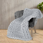 Compact Knitted Weighted Blanket Chunky Grey Kids  Scandi Inspired