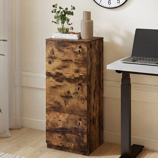 File Cabinet Document Organiser  3 Lockable Drawers Vertical Cabinet