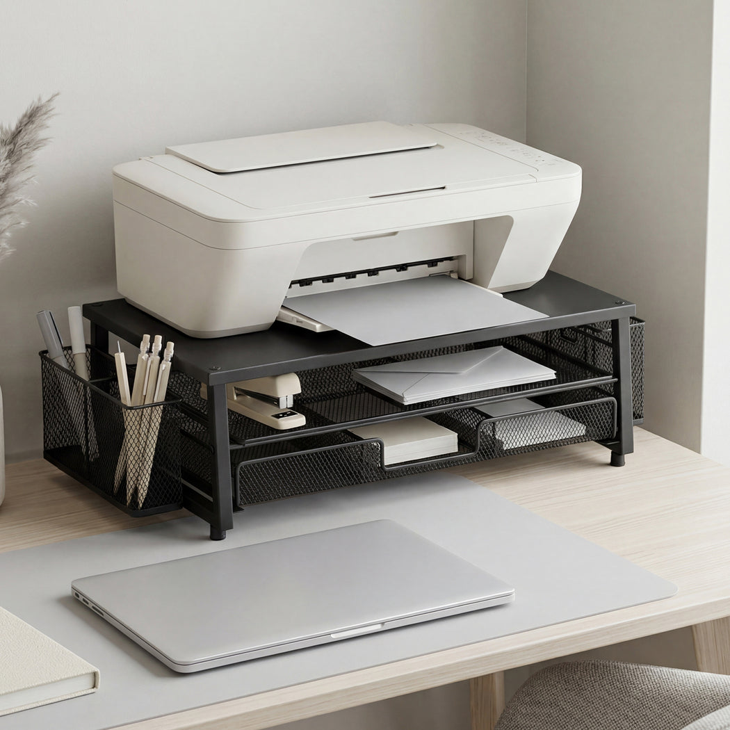 Levede Monitor Stand Riser Metal Computer Desk Organizer Shelf Drawer Pen Holder