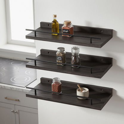 Floating Wall Shelves Set 3 Paulownia Wood | HomeAndLiving