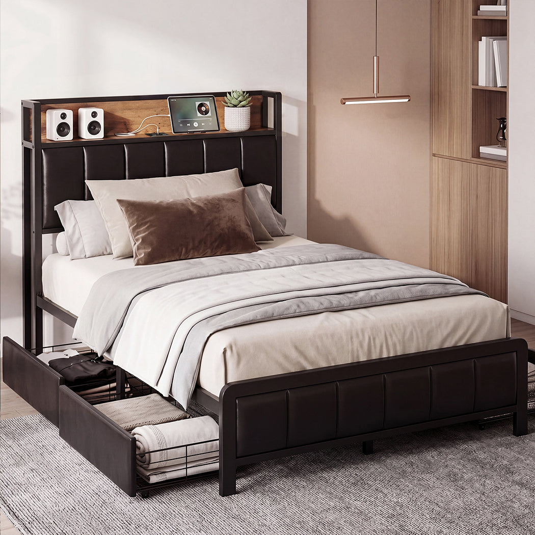Single Bed Frame Storage Drawer 208x95x101cm