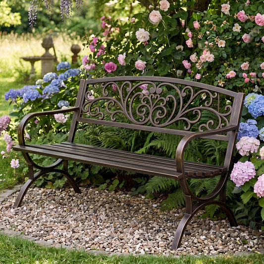 Garden Bench Seat Outdoor Furniture Patio Park Lounge Chair Bronze 3 Seat