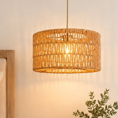 Woven Pendant Light Shade Yellow 32x32x17cm