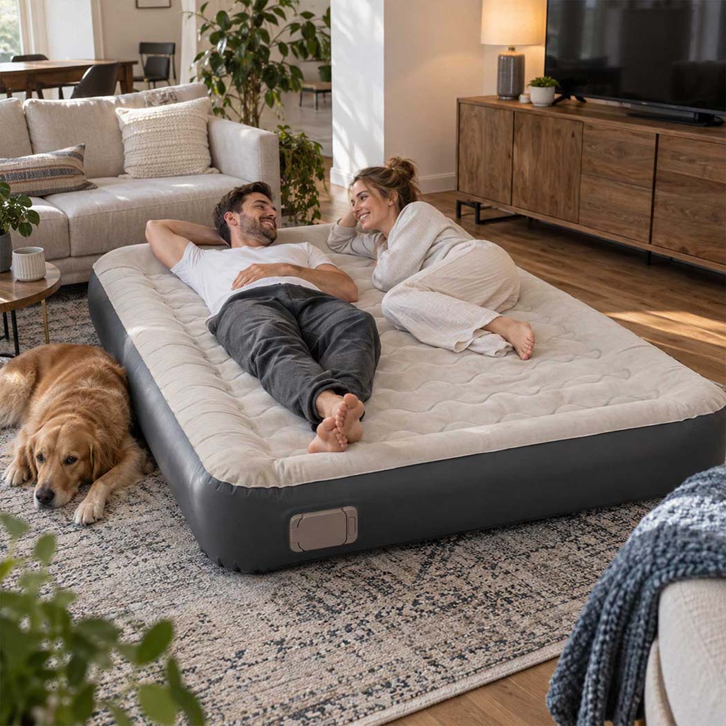 Inflatable Mattress Tpu Air Bed Grey 190x150x22cm