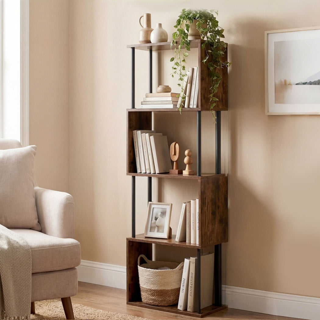 5 Tier Bookshelf Storage Rack 38x24x126cm