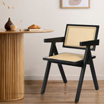 Elegant 4x Black Wicker Armchair Dining Chair  Soft Cushion