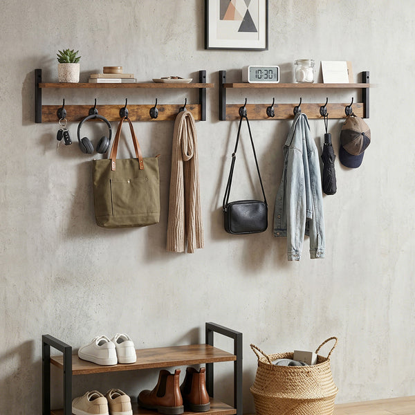  Wall Mounted Coat Rack Shelf Double Hooks | HomeAndLiving