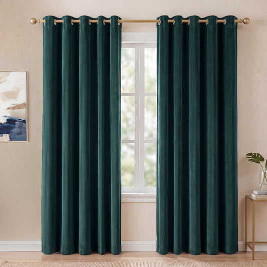 Blackout Curtains 2-Panel Velvet Room Darkening Eyelet Curtains 180x230cm