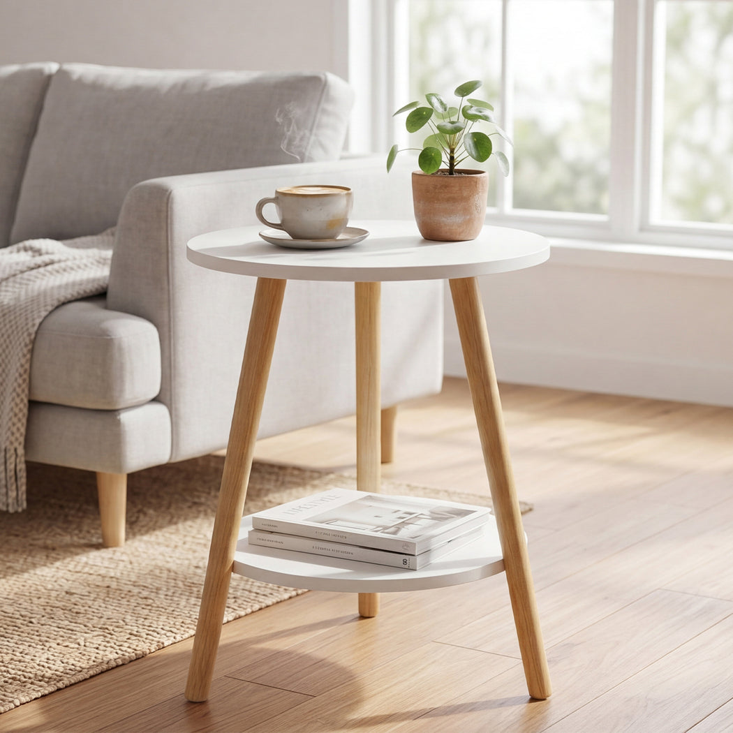 Round Coffee Table 2-Tier Side Table | HomeAndLiving