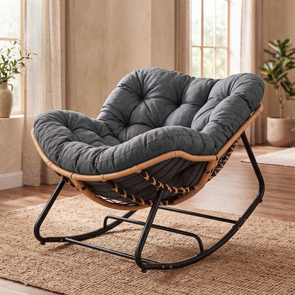 Rocking Chair Thick Cushion Grey 82x95x71cm