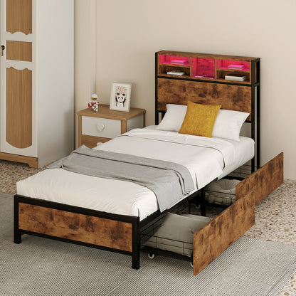 Brown bed frame 208x91x100cm, view 8