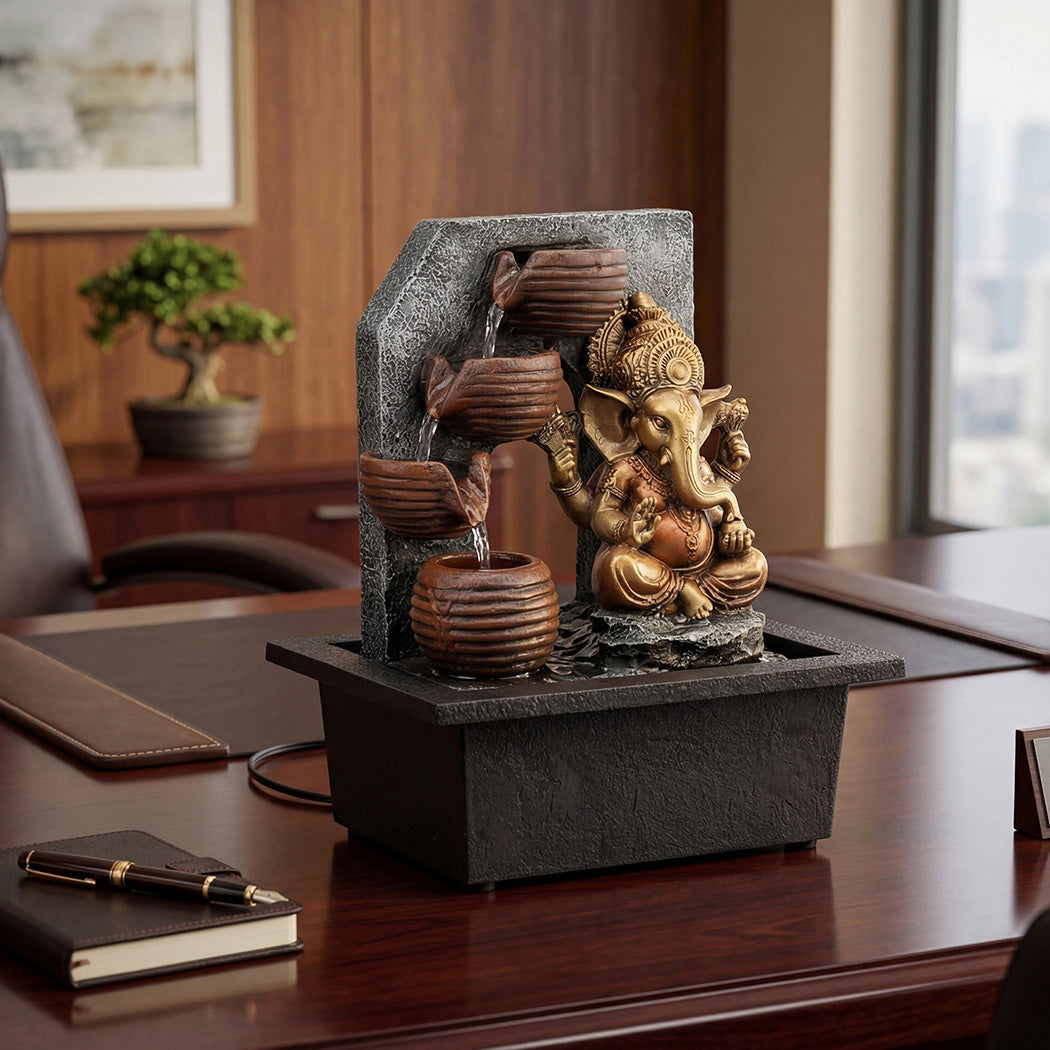 LED Tabletop Zen Water Fountain Desk Office | HomeAndLiving