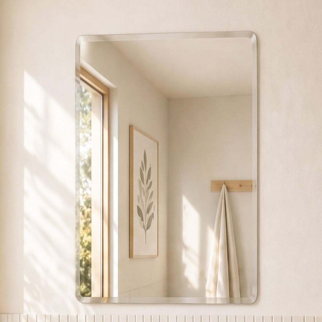 Frameless Wall Mirror Tempered Glass 60x45cm | HomeAndLiving