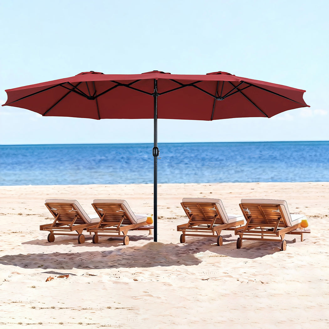 Large Red Patio Umbrella 200x380x233cm