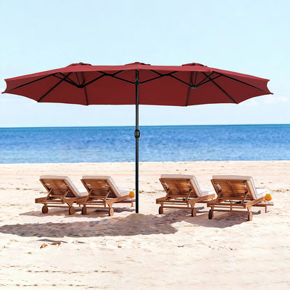 Large Red Patio Umbrella 200x380x233cm