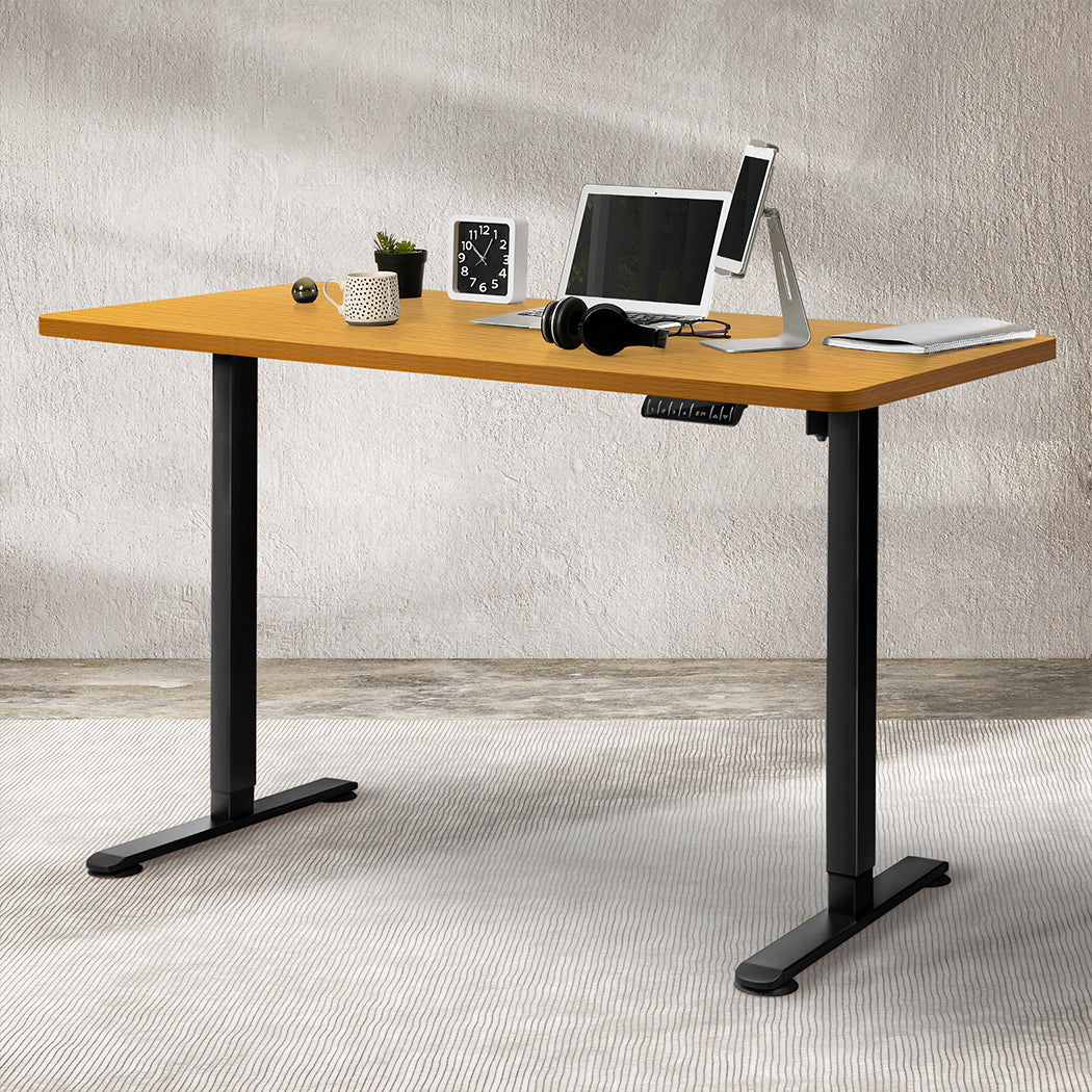 Compact Motorised Standing Desk Adjustable 140cm Natural 1000x 1MM