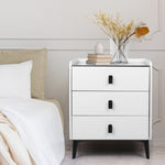 Modern Bedside Table LED Lights Drawers Storage  Space-Saving Design