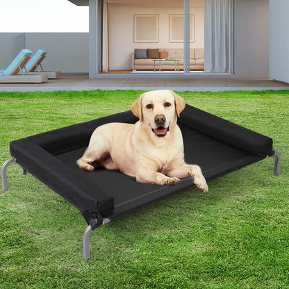Large Pet Bed Black Fabric 77x47x15cm