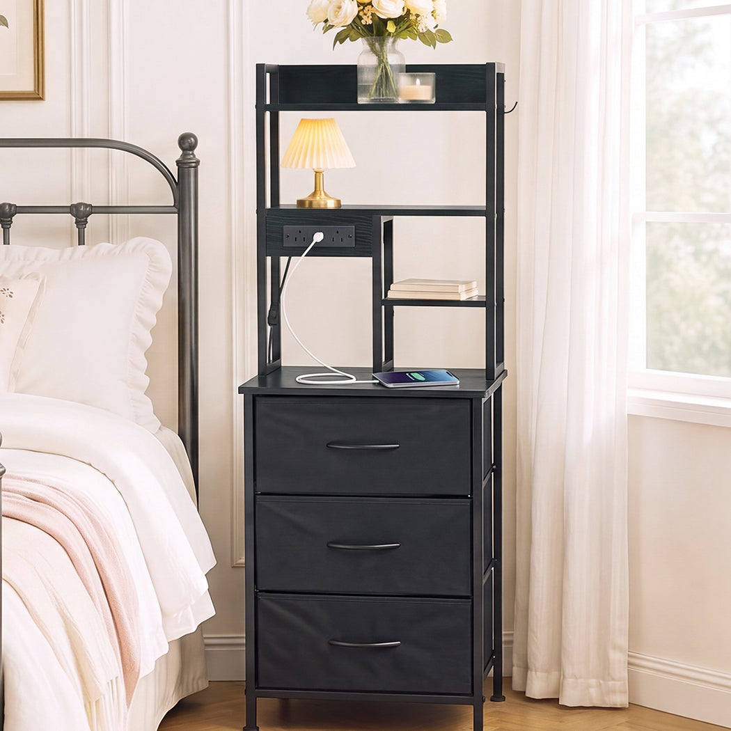 Bedside Table With Charging Station 41x30x115cm