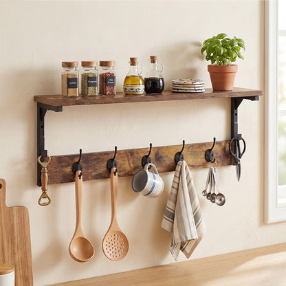 Wall Mounted Coat Rack Shelf 7 Hooks | HomeAndLiving - 8