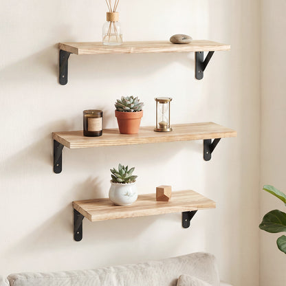 Floating Wall Shelves Set 6 Paulownia Wood | HomeAndLiving