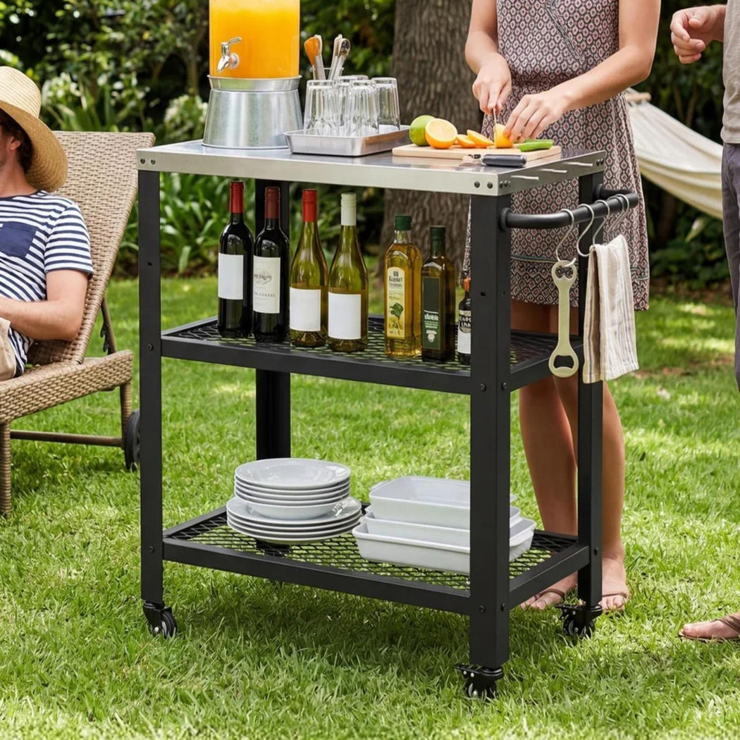 Outdoor Kitchen Cart BBQ Trolley Stainless Steel | HomeAndLiving