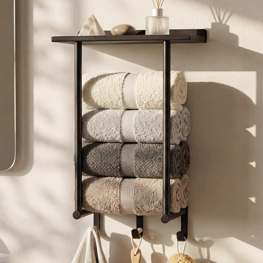 Wall Mounted Towel Rack 3 Hooks Bathroom | HomeAndLiving