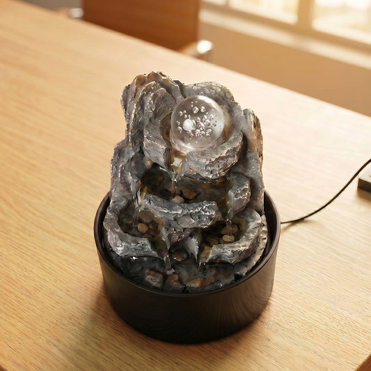 Spector Tabletop Water Fountain Resin Indoor Water Feature  3 Flow Levels Office - 8